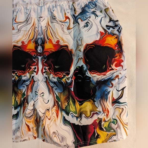 Flaming Clown Board Shorts, Beach Shorts - Picture 6 of 6